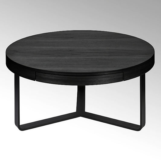 Round black oak coffee table