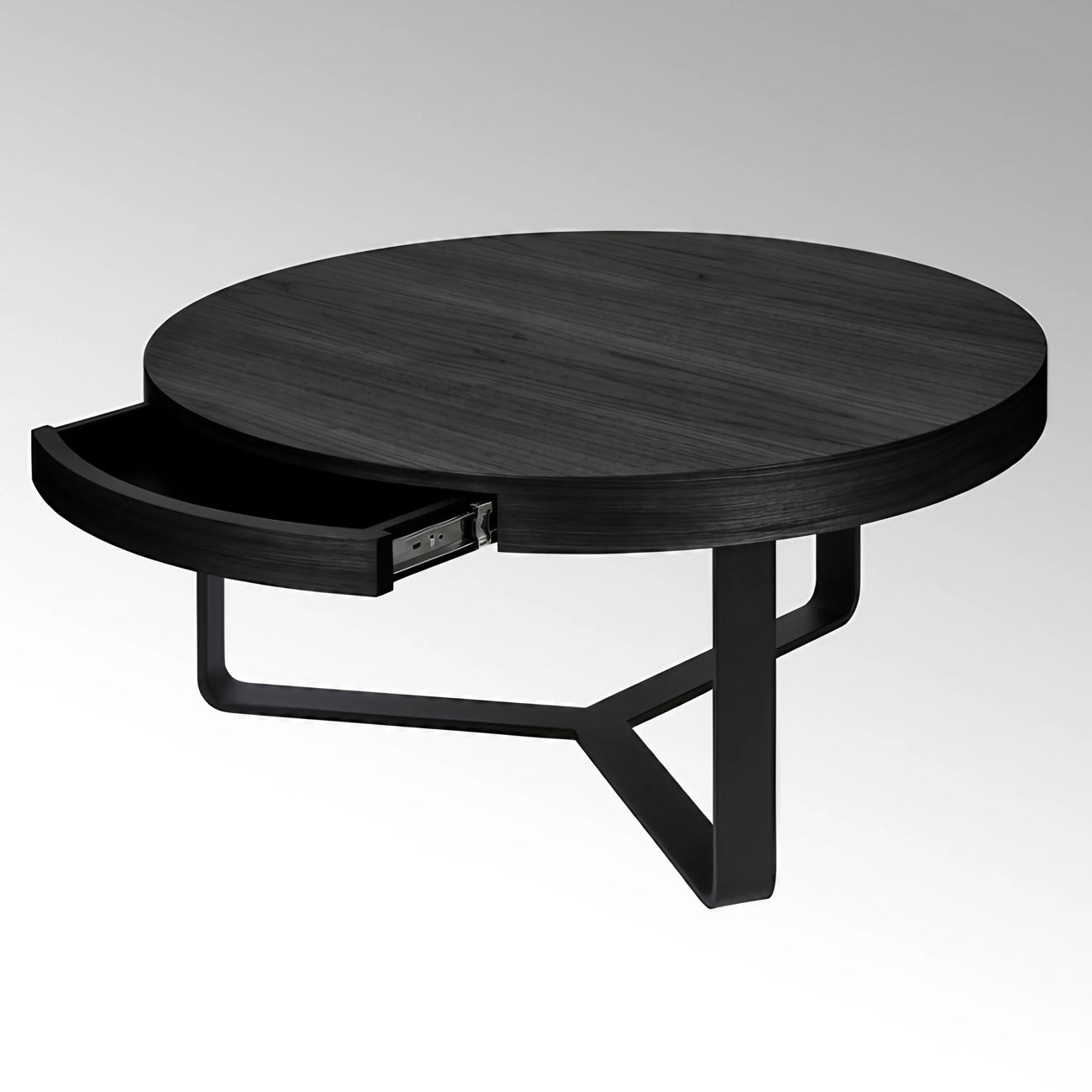 Round black designer coffee table. HARRY by Lambert